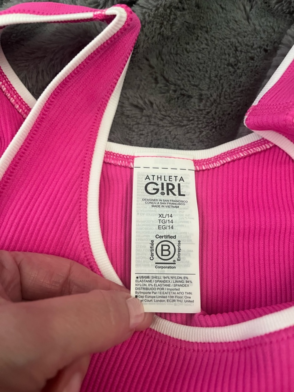 NWT Athleta Girl Rise Above Rib Crop Tank XL/(14) - Picture 5 of 8